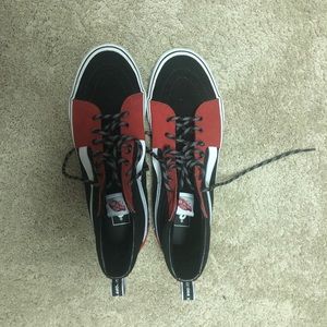 VANS SK8 HI RED AND BLACK SHOES (NO BOX)